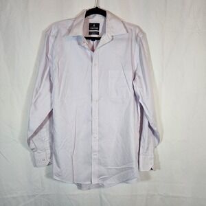 Stafford Mens Dress Shirt 15 1/2 34-35 Regular Fit Lavender Purple Stripe